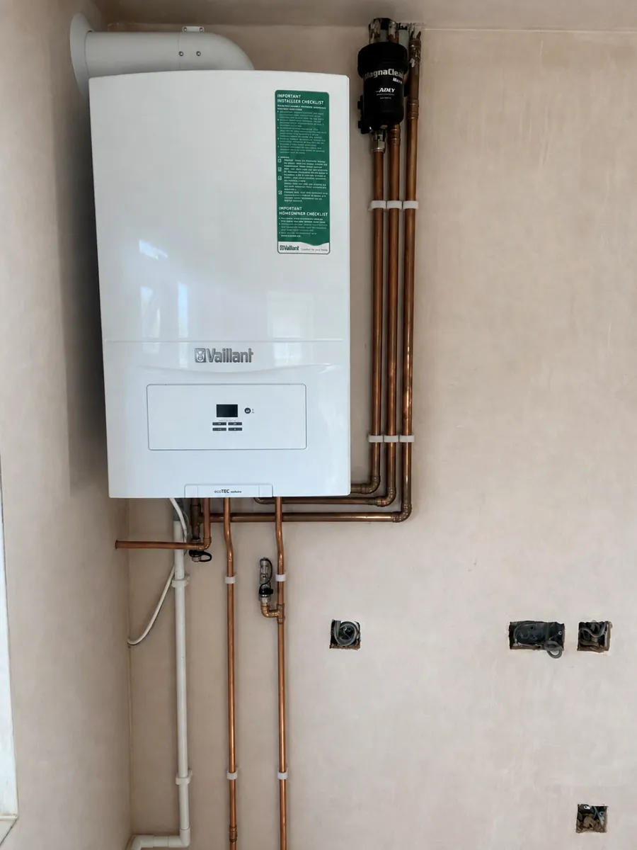 A new Vaillant combi boiler with fresh copper pipework